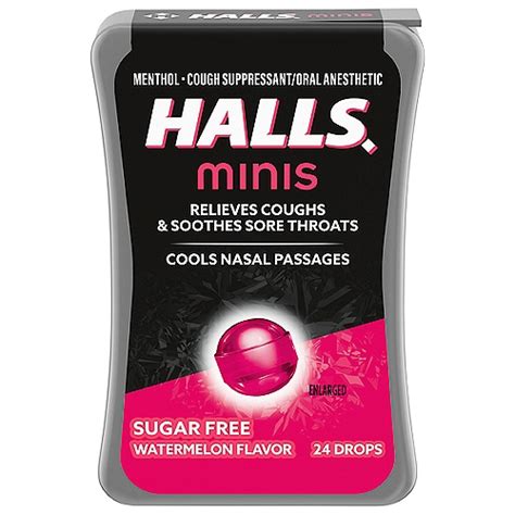 Halls Minis Sugar Free Watermelon Flavor Drops, 24 count