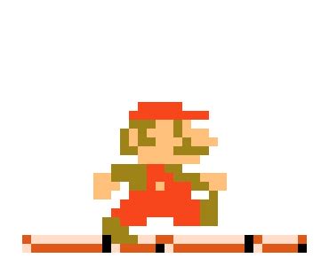 an old school video game character running