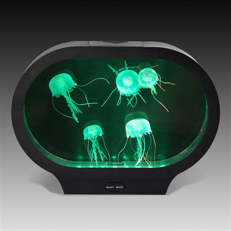 Oval Jellyfish Tank with LED Lights & Fake Jellyfish Relaxing Mood Lamp ...