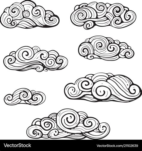 Intricate clouds swirl clip art Royalty Free Vector Image