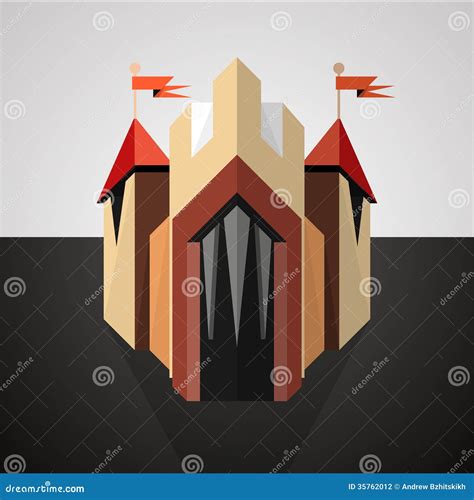 Cartoon Castle Drawn in Perspective. Icon. Stock Vector - Illustration ...