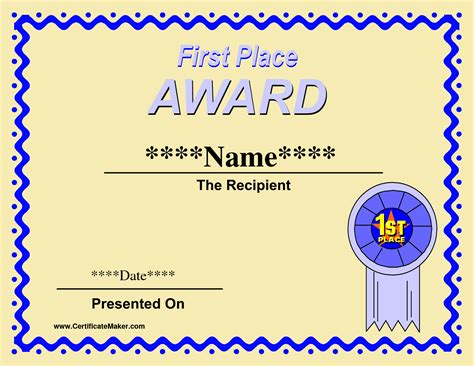 Qualified 1St Place Award Certificate Template With Yellow within First ...