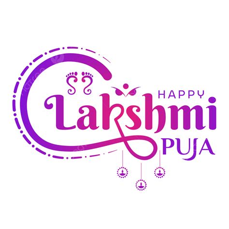 Happy Lakshmi Puja Calligraphy Diwali Diya And Laxmi Feet Decoration ...