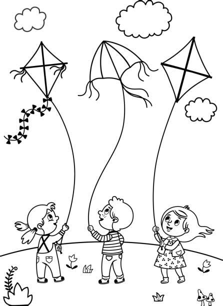 Boy Flying Kite Drawing Illustrations, Royalty-Free Vector Graphics ...