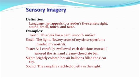 What Is A Example Of Sensory Language - slideshare