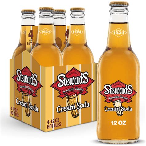 Stewart's Cream Soda Made with Sugar, 12 fl oz glass bottles, 4 pack ...