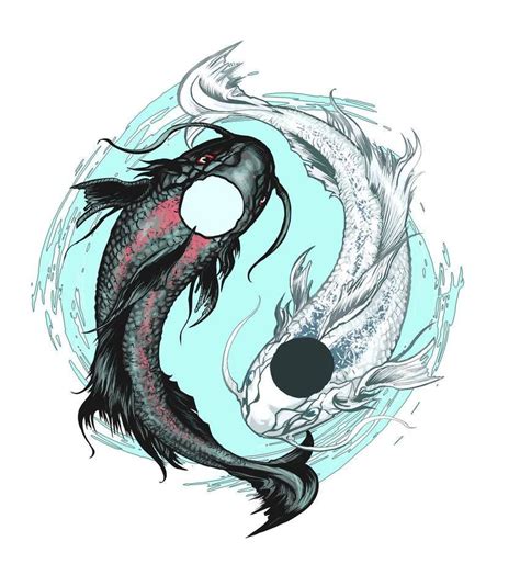 koi yin yang | Koi tattoo design, Koi fish tattoo, Koi art