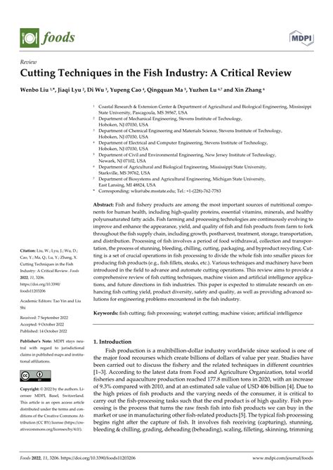 (PDF) Cutting Techniques in the Fish Industry: A Critical Review