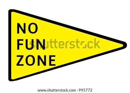 Yellow Triangularno Fun Zone Sign Isolated On A White Background Stock ...