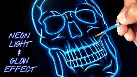 How To Draw Neon Lights | Add Glow Effect To Drawings | Glow effect ...