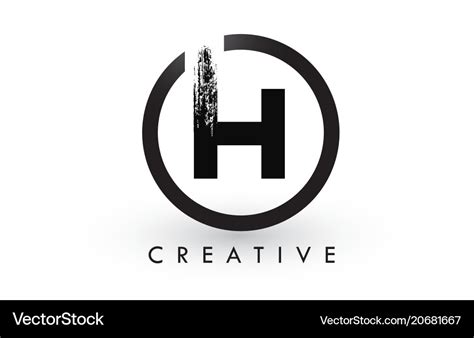 H brush letter logo design creative brushed Vector Image