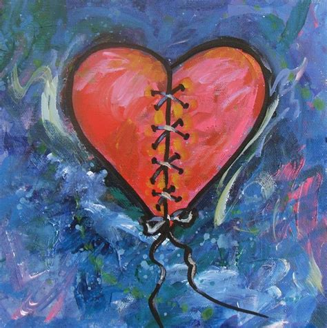 Broken Heart Art, Broken Heart Drawings, Heart Canvas Art, Heart ...