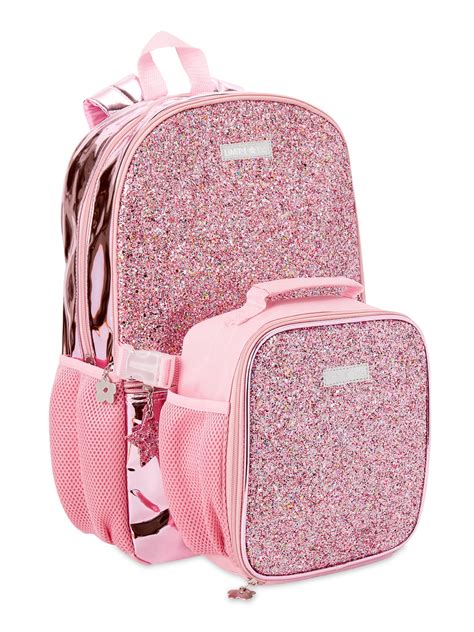 Limited Too Girl's Metallic & Glitter Backpack with Lunch Bag, Pink ...