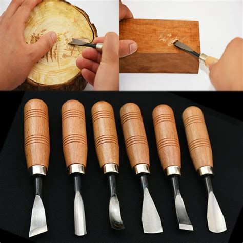 6 PCS/Set hand carving tools chisel woodcut chip part costume for art ...