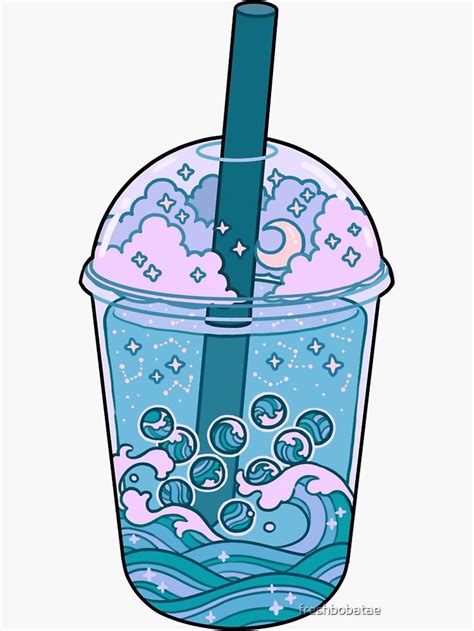 Wave boba Sticker by freshbobatae | Cute kawaii drawings, Cute pastel ...