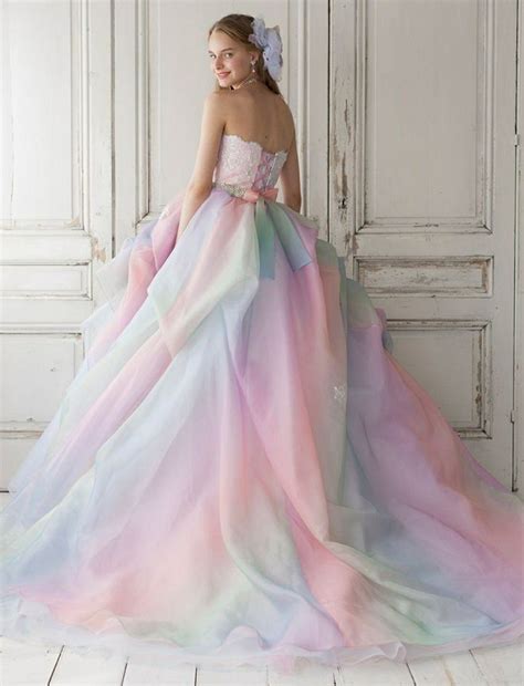 Pin by KHeather on PASTELS | Rainbow wedding dress, Evening dresses ...