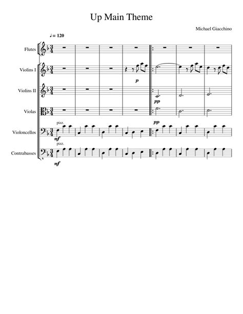 Up Main Theme Sheet music for Flute, Strings group (Mixed Ensemble ...