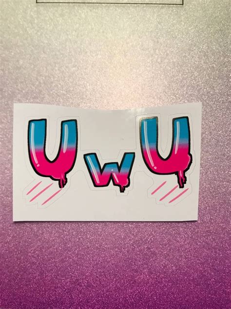 UwU blue and pink vinyl kiss cut sticker | Etsy