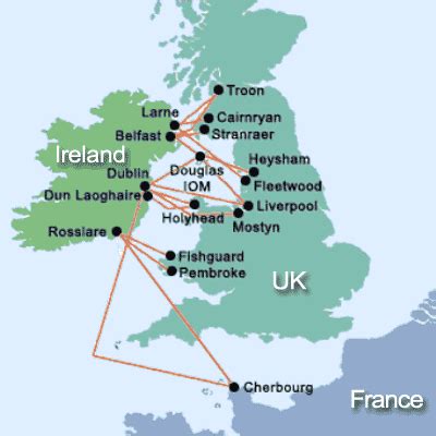 Uk To Ireland Ferry Routes Map - Tourist Map Of English