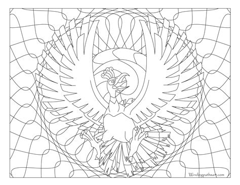 #250 Ho-Oh Pokemon Coloring Page · Windingpathsart.com