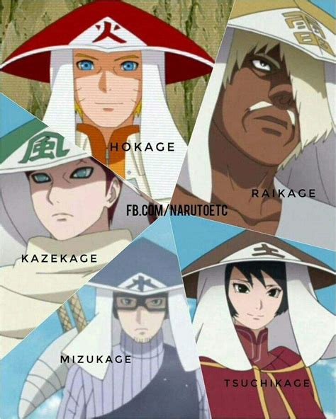 Top 5 kages are Hokage Kazekage Mizukage Raikage and Tsuchikage 😼😼😼 ...