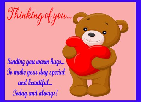 Warm Hugs And Love For You... Free Thinking of You eCards | 123 Greetings