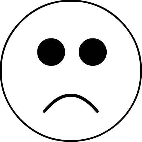 Clipart - Sad smiley emoji face black and white