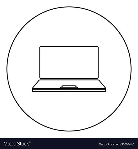 Laptop icon in circle round outline black color Vector Image