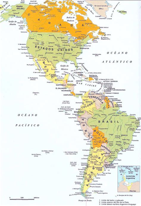 Mapa de América - Político, físico, regiones (norte, centro, sur ...