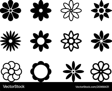 Simple flowers shapes Royalty Free Vector Image