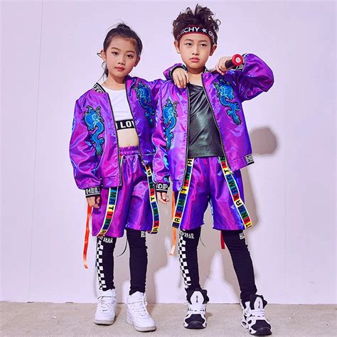 2018 Hip Hop Dance Costume Kids Boys Jazz Costumes Girls Street Dance ...