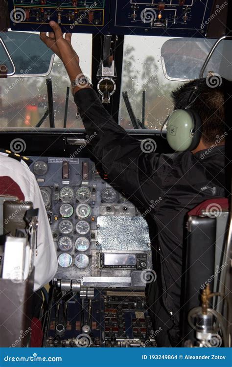 Cockpit of Small Propeller Plane on Flight from Kathmandu To Lukla ...