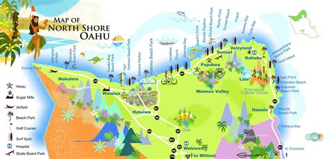 North Shore Oahu Beaches Map - Island Maps