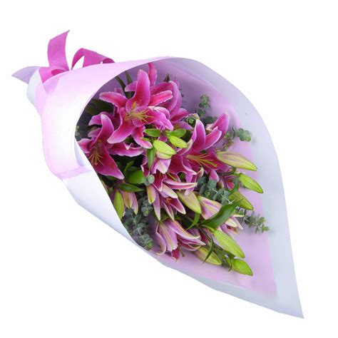 Bouquet of 6 Pink Lilies - floralmall