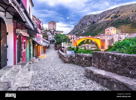 Mostar, Old Town, Bosnia and Herzegovina, Europe. Skyline of Mostar ...