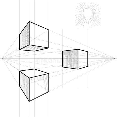 Vector Sketch Of A Cube In Perspective Stock Vector - Illustration of ...