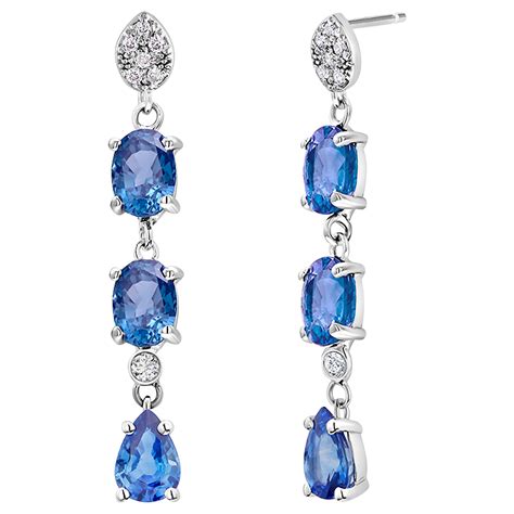 Stunning Blue Sapphire Diamond Gold Drop earrings at 1stDibs