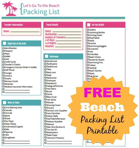 Free Printable Beach Packing Checklist - forget nothing! | Beach ...