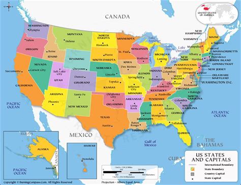 Usa Map With State Names And Capitals