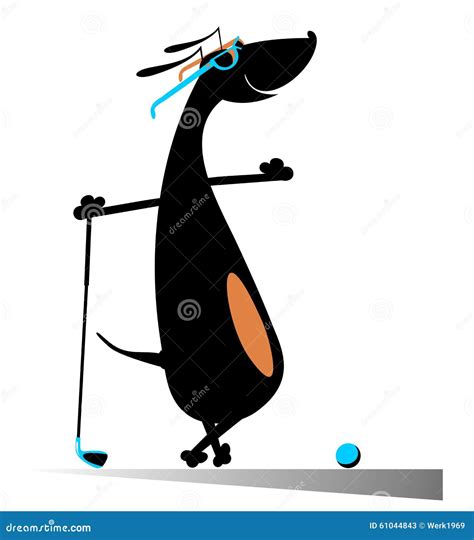 Dog is playing golf stock vector. Illustration of dachshund - 61044843