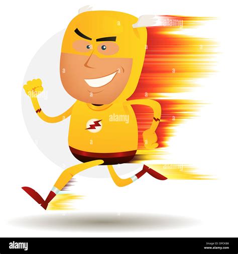 Illustration of a cartoon happy super hero running faster than a ...