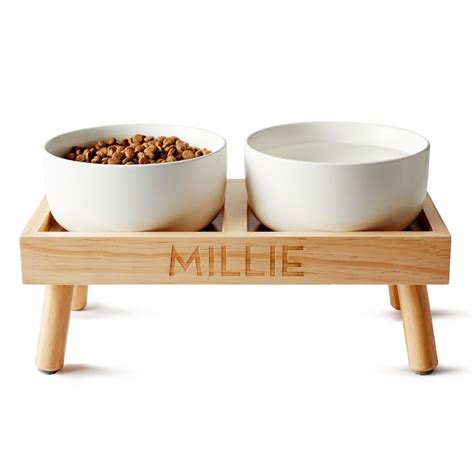 Ceramic Dog Bowls with Wooden Stand | Mark and Graham