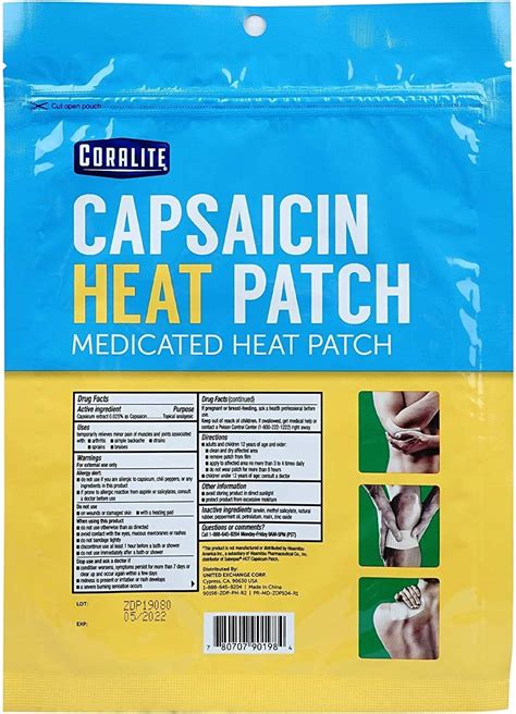 6 Pack Capsaicin Hot Patch by Coralite - Bulk Case of Pain Relief Patches