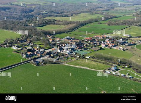 An aerial view of the North Yorkshire village of Lythe, near Whitby and ...