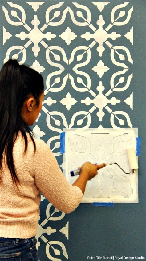 How to Stencil a Wall with Just Paint! | Stencil painting on walls ...