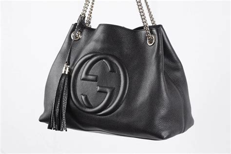 GUCCI Black Leather SOHO TOTE Shopping SHOULDER BAG w/ GG Logo at 1stdibs