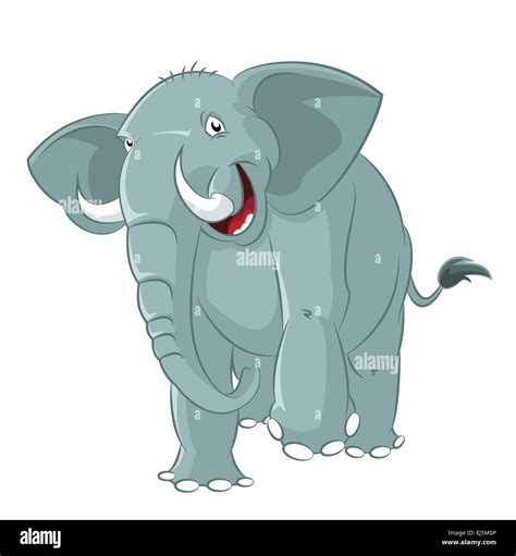 Vector image of big funny cartoon elephant Stock Photo - Alamy