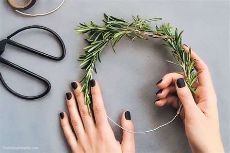 How to Make a Rosemary Wreath (full size or mini) - The Kitchen Herbs