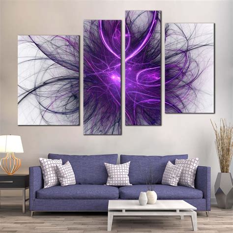 Abstract Graphic Canvas Print, Blue Purple Abstract Fractal Illustrati ...