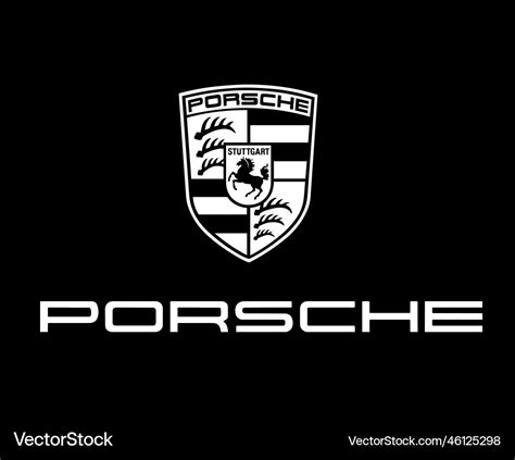 Porsche logo car brand symbol black white design Vector Image